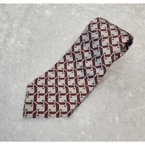 Authentic BOTTEGA VENETA Mens Silver & Red Tie-100% Silk
